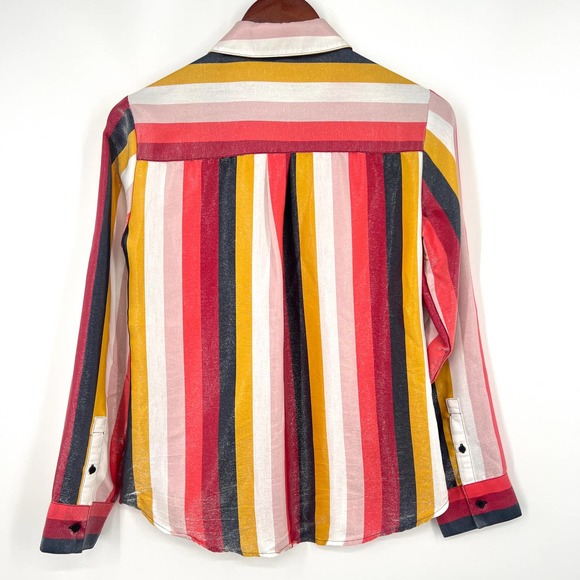 Express Portofino Womens Size Small Slim Shiny/Shimmer Stripe Blouse Shirt Top - Picture 6 of 6